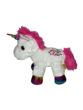 Dan Dee Unicorn Plush 12" White Rainbow "You're 1 Of A Kind" Embroidered on Top